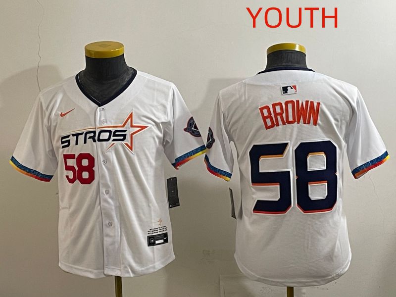 Youth Houston Astros #58 Brown White Fourth generation Joint Name 2025 Nike MLB Jersey style 5